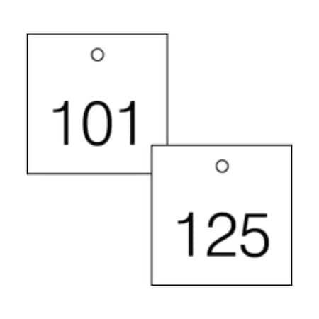 Accuform Engraved Numbered Tags, Self-Laminating PF-Cardstock, 0.06 in H x 3-1/4 in W, 25 PK TDG374WT